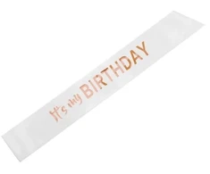 Party Deco Baltas šalikas „It’s My Birthday“