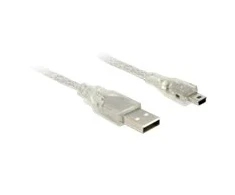 Delock Kabelis USB 2.0 Typ-A Stecker > USB 2.0 Mini-B Stecker 1,5 m transparent