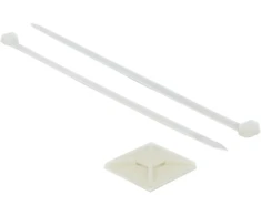 Delock Befestigungssockel 40 x 40 mm mit Kabelbinder L 250 x B 7,2 mm baltas