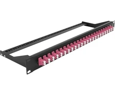 DeLOCK 19⁻⁶ šviesolaidinis komutacinis skydelis 24 prievadų LC Duplex violetinis, Šviesolaidis, LC, Juodas, Violetinis, Montuojamas į stovą, 1U, 482,6 mm