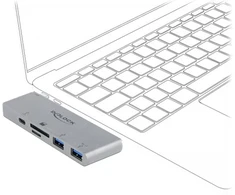 HUB USB Delock 1x SD 1x USB-C PD 1x Micro SD + 2x USB-A 3.2 Gen1 (64078)