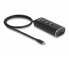 Delock 3 Port USB 10 Gbps Hub su SD i Micro SD Card Reader ze USB Type-C złączem 60cm Kabelis i przełącznikiem dla jeden Port (64234)