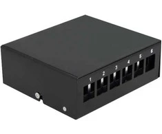 „DeLOCK Keystone“ komutacinė panelė, 6 prievadų, juoda, juoda, metalinė, 112,5 mm, 123,5 mm, 45,2 mm