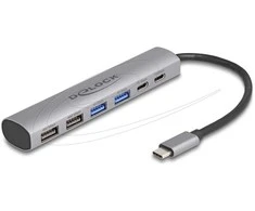 HUB USB Delock Delock 6 Port USB Hub mit 4 x USB Typ-A Buchse und 2 x USB Type-C Buchse
