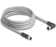 DeLOCK 80544, 3 m, RST, M12, M12, kištukas/lizdas, pilkas