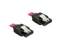 KABELIS SATA DATA III (6GB/S) F/F 100CM Z ZATRZASKAMI METALOWYMI Raudonas DELOCK
