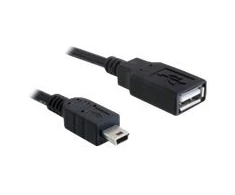 KABELIS USB MINI(M)->USB-A(F) 2.0 0.5M JUODA DELOCK