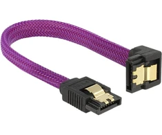 KABELIS SATA DATA III (6GB/S) F/F 10CM Z ZATRZASKAMI METALOWYMI KAMPINIS DÓŁ/PROSTO Violetinis DELOCK
