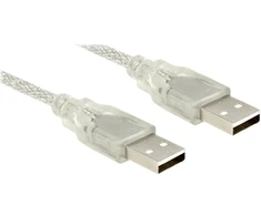 KABELIS USB-A M/M 2.0 1M PRZEZROCZYSTY FERITAS DELOCK