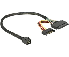DeLOCK 84823, 0.3 m, SFF-8643, SFF-8639 + SATA 15-pin, Juodas, Polybag