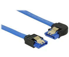 KABELIS SATA DATA III (6GB/S) F/F 10CM Z ZATRZASKAMI METALOWYMI KAMPINIS LEWO/PROSTO Mėlynas DELOCK