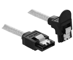 Delock SATA 6 Gb/s Kabelis gerade auf unten gewinkelt 30 cm transparent