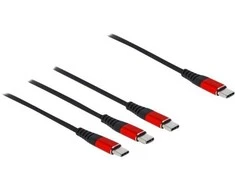 DeLOCK USB Charging Cable 3 in 1 USB Type-C to 3 x USB Type-C 30 cm juodas / red, 0.3 m, USB C, 3 x USB C, USB 2.0, Juodas, Raudona