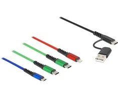 USB kabelis Delock USB krovimo kabelis 4 viename USB A tipo + USB C su Lightning / Micro USB / 2 x USB C tipo 1,20 m