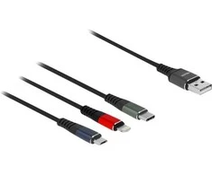 Delock USB įkrovimo laidas 3 viename, skirtas Lightning™ / Micro USB / USB Type-C™ 1 m