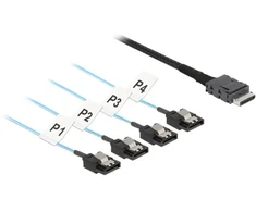Delock kabelis OCuLink SFF-8611 > 4 x SATA 7 kontaktų 0,5 m metalinis