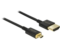 DeLOCK HDMI-A/HDMI Micro-D, 4.5 m, 4.5 m, HDMI Type A (Standard), HDMI Type D (Micro), 3840 x 2160 pikselių, 3D, Juodas