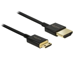 DeLOCK HDMI-A/HDMI Mini-C, 1 m, 1 m, HDMI Type A (Standard), HDMI Type C (Mini), 3840 x 2160 pikselių, 3D, Juodas