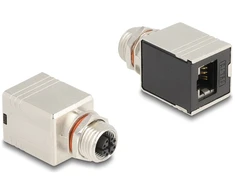 Delock M12 Adapteris X-kodowany 8 Pin gniazdo do RJ45 gniazdo Cat.6A STP ekranowany prosty (60087)