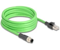 DELOCK M12 kabelis, D kodavimo 4 kontaktų kištukas į RJ45 kištuką, PUR (TPU), 5 m