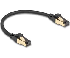 Delock DeLOCK Kabelis sieciowy RJ45 Cat.6A męski na męski S/FTP juoda 30 cm su podstawowym kablem Cat.7 odpowiedni do użytku przemysłowego i zewnętrznego