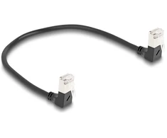 Delock DELOCK RJ45 tinklo kabelis Cat.6A S/FTP Slim 90° kampinis 0,25 m juoda