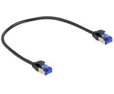 Delock Delock - Tinklo kabelis - RJ-45 (M) iki RJ-45 (M) - 25 cm - 4,5 mm - S/FTP - CAT 6a - Be halogenų, be kablio - juodas