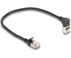 Delock DeLOCK Kabelis sieciowy RJ45 Cat.6A S/FTP Slim w górę pod kątem 90/prosty 0,25 m juoda