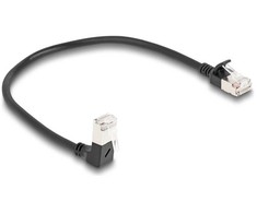Delock DeLOCK Kabelis sieciowy RJ45 Cat.6A S/FTP Slim w dół pod kątem 90/prosty 0,25 m juoda