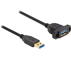 Delock SuperSpeed USB 5 Gbps (USB 3.2 Gen 1) Kabelis USB Typ-A wtyk do gniazda 1 m Montuojama juoda