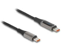 Delock USB 2.0 Kabelis do transmisji danych i szybkiego ładowania USB Type-C™ męski na męski PD 3.0 100 W su wyświetlaczem mocy 2 m (86809)