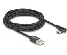 „DeLOCK“ USB 2.0 laidas, kampinis, USB A tipo kištukas - USB C tipo kištukas, 3 m, juodas, 3 m, USB A, USB C, USB 2.0, 0.48 Gbit/s, juodas