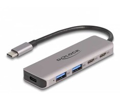 Delock - Hub - 2 x USB-C + 2 x USB + 1 x USB-C (Zasilanie) - Desktop (64239)