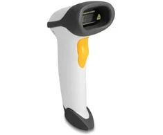 Skeneris Delock USB Barcode Scanner 1D su kablem połączeniowym i laikikliu - lazerinis - šviesiai pilkas