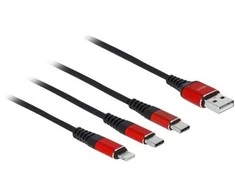 „Delock“ USB įkrovimo laidas „3 in 1 Type-A“ su „Lightning™“ / 2 x USB Type-C™ 1 m