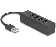 HUB USB Delock huby i koncentratory USB 2.0 Type-A 480 Mbit/s Juodas