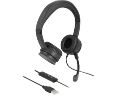 DeLOCK USB Stereo Ausinės with Cable Remote Control ir Quick-Mute Button skirta PC ir Nešiojamas kompiuteris, su laidu, 20 - 20000 Hz, 126 g, Ausinės, Juodas