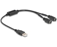 DeLOCK USB į PS/2 adapteris, 0,43 m, 2x 6-p Mini-DIN, USB A, moteriškas, vyriškas, juodas