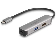 „DeLOCK“ USB C tipo adapteris į HDMI 4K 60 Hz su USB A tipo ir USB C tipo duomenimis + PD 92 W, USB 3.2 Gen 1 (3.1 Gen 1) C tipo, HDMI, USB 3.2 Gen 1 (3.1 Gen 1) A tipo, USB 3.2 Gen 1 (3.1 Gen 1) C tipo, 5000 Mbit/s, 60 Hz, 3840 x 2160, 3840 x 2160 pikselių