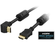 DELTACO kampuotas HDMI kabelis, HDMI High Speed su Ethernet, 0,5 m, juodas