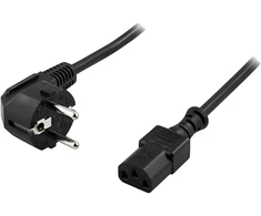 Prietaiso kabelis DELTACO įžemintas, LSZH, 2m, kampinis CEE 7/7 į tikrai IEC 60320 C13, max 250V/10A, juodas / DEL-109-LSZH