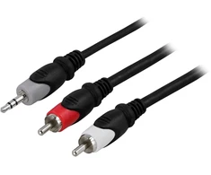 Audio kabelis DELTACO 3,5 mm - 2xRCA, 2m / MM-140
