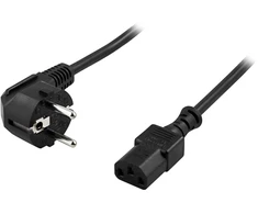 Deltaco DEL-109 - Maitinimo laidas - CEE 7/7 (kištukas) kampuotas į IEC 60320 C13 tiesią - AC 250 V - 10 A - 2 m - juodas