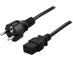 DELTACO kabelis CEE 7/7 į IEC 60320 C19 , max 250V / 16A, 2m, juodas DEL-109T
