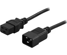 Įžemintas pratesimo kabelis, tiesus IEC 60320 C19 tiesiai IEC 60320 C20 , maksimalus 250V / 16A, 1m DELTACO juodas / DEL-112MA