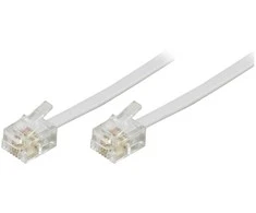 DELTACO telefono kabelis RJ11-RJ11, 2 m, baltas
