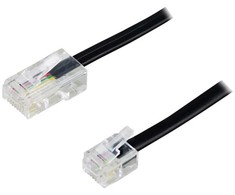 Deltaco Modulinis kabelis, 8P4C į 6P4C (RJ11), 1 m, juodas