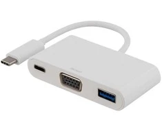 Deltaco USBC-1169, USB 3.2 Gen 1 (3.1 Gen 1) Type-C, 60 W, balta, USB 3.2 Gen 1 (3.1 Gen 1) Type-A, USB 3.2 Gen 1 (3.1 Gen 1) Type-C, VGA, Kinija, USB
