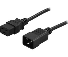 įžemintas prietaisas / pratęsimo kabelis, tiesus IEC 60320 C19 tiesiai IEC 60320 C20 , maksimalus 250V / 16A, 3m DELTACO juodas / DEL-112PA