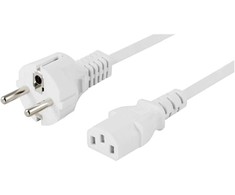 Deltaco Įžemintas prailginimo kabelis CEE 7/7 į IEC 60320 C13, 10 m, baltas